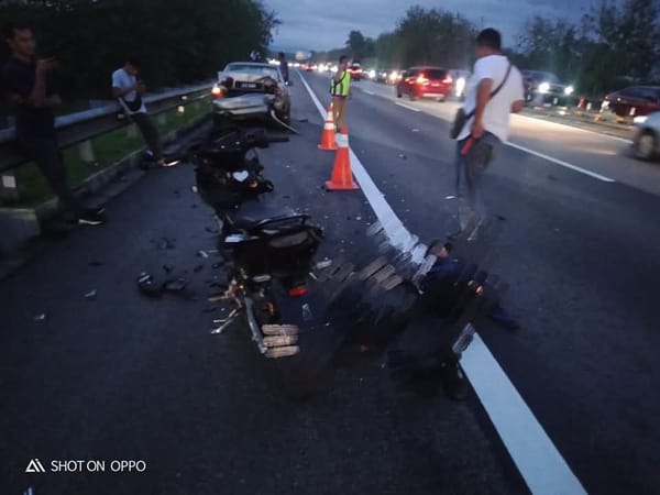 Kemalangan Maut di Lebuhraya Utara-Selatan (PLUS): Penunggang Motosikal Maut di Tempat Kejadian